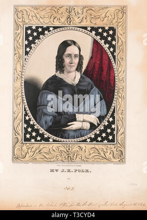 Frau J.K. Polk, Lithographie von Nathaniel Currier von einer Daguerreotypie von Plumbe, 1846 Stockfoto