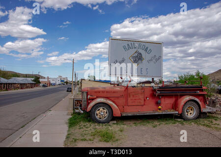 Vintage Feuer trcuck auf Anzeige in Lake, Texas, als touristische Attraktion. Stockfoto