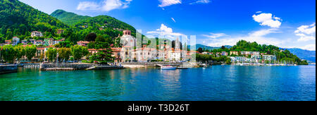 Schöne Laveno Mombello Dorf, Lago Maggiore, Italien. Stockfoto