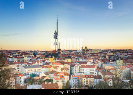 Stadtbild von Prag Zizkov Bezirk, Tschechische Republik Stockfoto