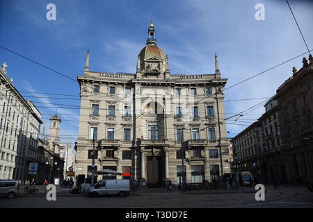 Gebäude der Generali Versicherung im Herzen von Mailand. Stockfoto