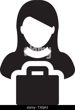 Aktenmappe Vektor männliche Person Profil avatar Symbol für Business in flachen Farbe glyphe Piktogramm Abbildung Stock Vektor