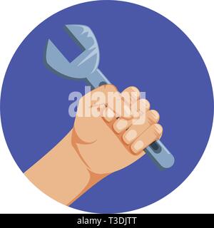 Hand in Frame Rundschreiben mit Schraubenschlüssel Vector Illustration Design Stock Vektor