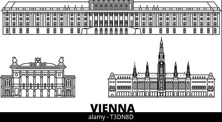 Österreich, Wien line Reisen Skyline. Österreich, Wien Überblick Stadt Vektor-illustration, Symbol, Reisen, Sehenswürdigkeiten, Wahrzeichen. Stock Vektor