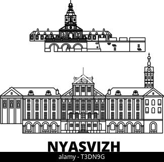 Belarus, Nyasvizh line Reisen Skyline. Belarus, Nyasvizh Umrisse Stadt Vektor-illustration, Symbol, Reisen, Sehenswürdigkeiten, Wahrzeichen. Stock Vektor