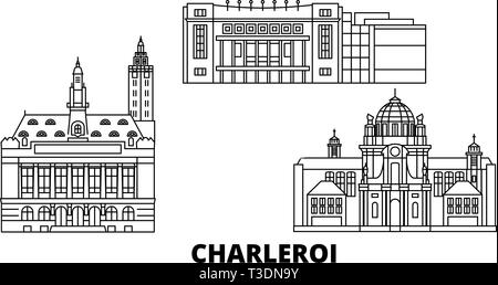 Belgien, Charleroi line Reisen Skyline. Belgien, Charleroi übersicht Stadt Vektor-illustration, Symbol, Reisen, Sehenswürdigkeiten, Wahrzeichen. Stock Vektor