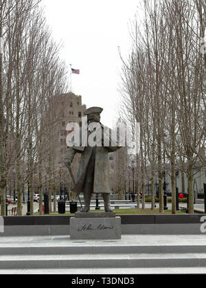 Präsident John Adams-Statue in Quincy Center Massachusetts Stockfoto