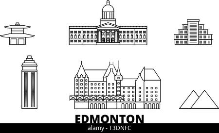 Kanada, Edmonton line Reisen Skyline. Kanada, Edmonton Überblick Stadt Vektor-illustration, Symbol, Reisen, Sehenswürdigkeiten, Wahrzeichen. Stock Vektor