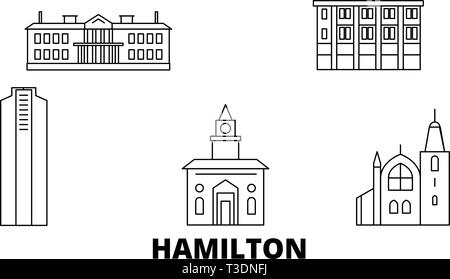 Kanada, Hamilton Linie reisen Skyline. Kanada, Hamilton skizzieren Stadt Vektor-illustration, Symbol, Reisen, Sehenswürdigkeiten, Wahrzeichen. Stock Vektor