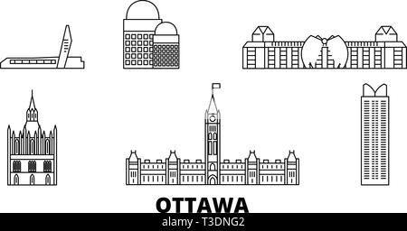 Kanada, Ottawa line Reisen Skyline. Kanada, Ottawa Umrisse Stadt Vektor-illustration, Symbol, Reisen, Sehenswürdigkeiten, Wahrzeichen. Stock Vektor