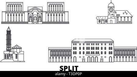 Kroatien, Split Linie reisen Skyline. Kroatien, Split Umrisse Stadt Vektor-illustration, Symbol, Reisen, Sehenswürdigkeiten, Wahrzeichen. Stock Vektor