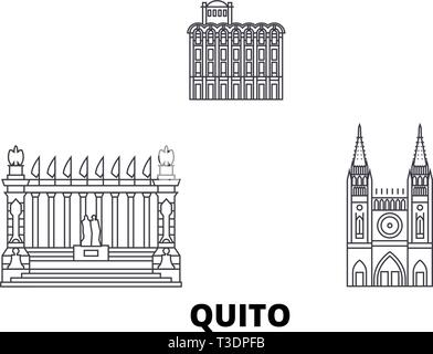 Ecuador, Guayaquil, Quito line Reisen Skyline. Ecuador, Guayaquil, Quito übersicht Stadt Vektor-illustration, Symbol, Reisen, Sehenswürdigkeiten, Wahrzeichen. Stock Vektor