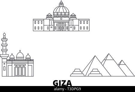 Ägypten, Gizeh line Reisen Skyline. Ägypten, Gizeh umriss Stadt Vektor-illustration, Symbol, Reisen, Sehenswürdigkeiten, Wahrzeichen. Stock Vektor