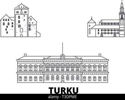 Finnland, Turku line Reisen Skyline. Finnland, Turku übersicht Stadt Vektor-illustration, Symbol, Reisen, Sehenswürdigkeiten, Wahrzeichen. Stock Vektor