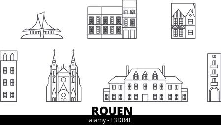 Frankreich, Rouen line Reisen Skyline. Frankreich, Rouen Umrisse Stadt Vektor-illustration, Symbol, Reisen, Sehenswürdigkeiten, Wahrzeichen. Stock Vektor