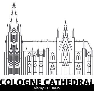 Deutschland, Kölner Dom line Reisen Skyline. Deutschland, Kölner Dom umriss Stadt Vektor-illustration, Symbol, Reisen, Sehenswürdigkeiten, Wahrzeichen. Stock Vektor