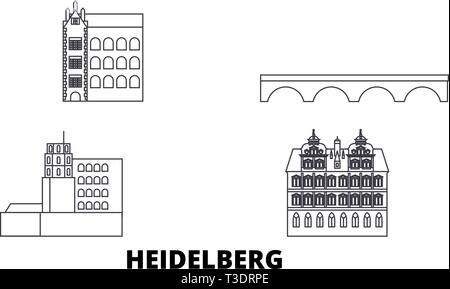 Deutschland, Heidelberg line Reisen Skyline. Deutschland, Heidelberg übersicht Stadt Vektor-illustration, Symbol, Reisen, Sehenswürdigkeiten, Wahrzeichen. Stock Vektor