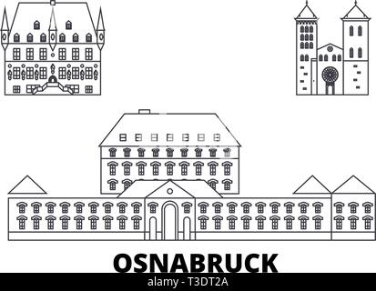 Deutschland, Osnabrück Linie reisen Skyline. Deutschland, Osnabrück übersicht Stadt Vektor-illustration, Symbol, Reisen, Sehenswürdigkeiten, Wahrzeichen. Stock Vektor