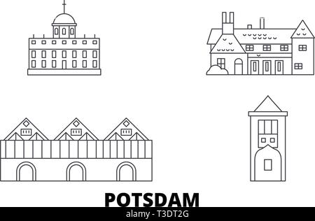 Deutschland, Potsdam line Reisen Skyline. Deutschland, Potsdam übersicht Stadt Vektor-illustration, Symbol, Reisen, Sehenswürdigkeiten, Wahrzeichen. Stock Vektor