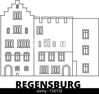 Deutschland, Regensburg line Reisen Skyline. Deutschland, Regensburg übersicht Stadt Vektor-illustration, Symbol, Reisen, Sehenswürdigkeiten, Wahrzeichen. Stock Vektor