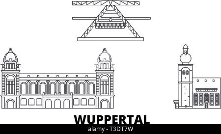 Deutschland, Wuppertal line Reisen Skyline. Deutschland, Wuppertal übersicht Stadt Vektor-illustration, Symbol, Reisen, Sehenswürdigkeiten, Wahrzeichen. Stock Vektor