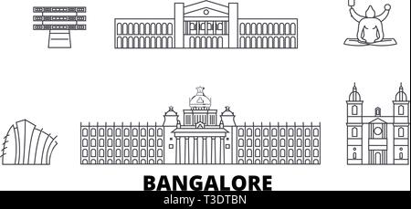 Indien, Bangalore line Reisen Skyline. Indien, Bangalore Umrisse Stadt Vektor-illustration, Symbol, Reisen, Sehenswürdigkeiten, Wahrzeichen. Stock Vektor