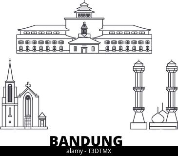 Indonesien, Bandung line Reisen Skyline. Indonesien, Bandung Umrisse Stadt Vektor-illustration, Symbol, Reisen, Sehenswürdigkeiten, Wahrzeichen. Stock Vektor