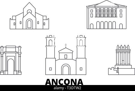 Italien, Ancona line Reisen Skyline. Italien, Ancona Gliederung Stadt Vektor-illustration, Symbol, Reisen, Sehenswürdigkeiten, Wahrzeichen. Stock Vektor