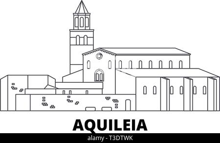 Italien, Aquileia line Reisen Skyline. Italien, Aquileia Umrisse Stadt Vektor-illustration, Symbol, Reisen, Sehenswürdigkeiten, Wahrzeichen. Stock Vektor