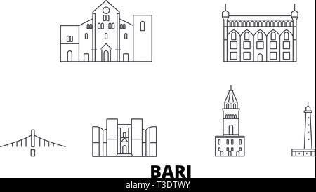 Italien, Bari line Reisen Skyline. Italien, Bari Umrisse Stadt Vektor-illustration, Symbol, Reisen, Sehenswürdigkeiten, Wahrzeichen. Stock Vektor