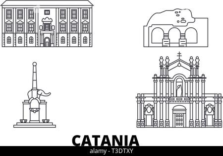 Italien, Catania Linie reisen Skyline. Italien, umriss Stadt Vektor-illustration, Symbol, Reisen, Sehenswürdigkeiten, Wahrzeichen. Stock Vektor