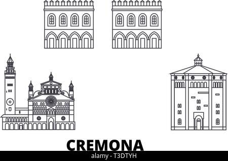 Italien, Cremona Linie reisen Skyline. Italien, Cremona Umrisse Stadt Vektor-illustration, Symbol, Reisen, Sehenswürdigkeiten, Wahrzeichen. Stock Vektor