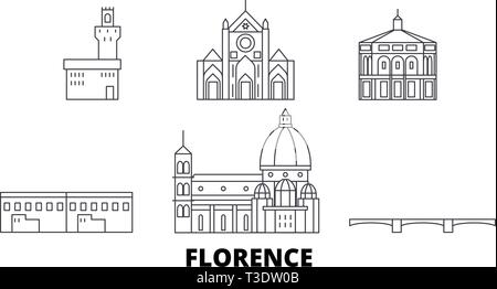 Italien, Florenz line Reisen Skyline. Italien, Florenz übersicht Stadt Vektor-illustration, Symbol, Reisen, Sehenswürdigkeiten, Wahrzeichen. Stock Vektor