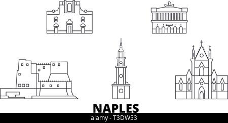 Italien, Neapel line Reisen Skyline. Italien, Neapel Umrisse Stadt Vektor-illustration, Symbol, Reisen, Sehenswürdigkeiten, Wahrzeichen. Stock Vektor