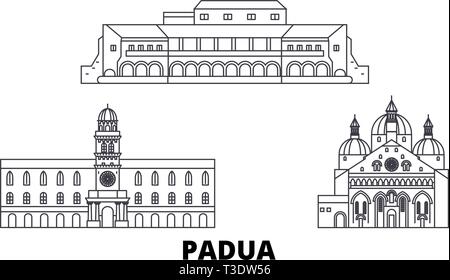 Italien, Padua Linie reisen Skyline. Italien, Padua Umrisse Stadt Vektor-illustration, Symbol, Reisen, Sehenswürdigkeiten, Wahrzeichen. Stock Vektor