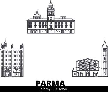 Italien, Parma line Reisen Skyline. Italien, Parma Umrisse Stadt Vektor-illustration, Symbol, Reisen, Sehenswürdigkeiten, Wahrzeichen. Stock Vektor