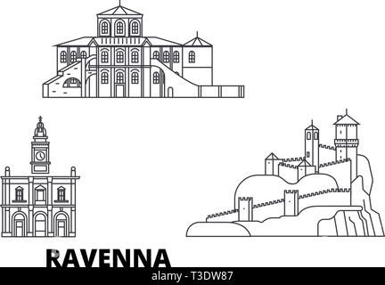 Italien, Ravenna Linie reisen Skyline. Italien, Ravenna übersicht Stadt Vektor-illustration, Symbol, Reisen, Sehenswürdigkeiten, Wahrzeichen. Stock Vektor