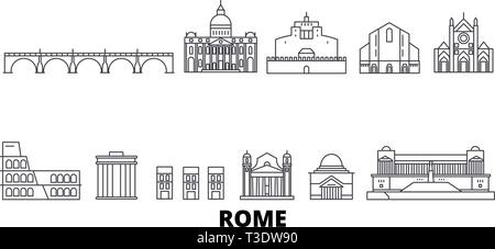 Italien, Rom line Reisen Skyline. Italien, Rom Übersicht Stadt Vektor-illustration, Symbol, Reisen, Sehenswürdigkeiten, Wahrzeichen. Stock Vektor