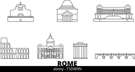 Italien, Rom City Line reisen Skyline. Italien, Rom Stadt Gliederung Stadt Vektor-illustration, Symbol, Reisen, Sehenswürdigkeiten, Wahrzeichen. Stock Vektor