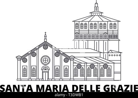 Italien, Santa Maria Delle Grazie Linie reisen Skyline. Italien, Santa Maria Delle Grazie Umrisse Stadt Vektor-illustration, Symbol, reisen Sehenswürdigkeiten Stock Vektor