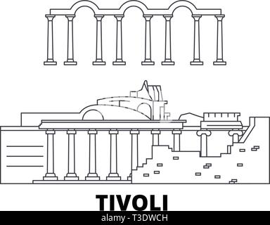 Italien, Tivoli, Villa Adriana line Reisen Skyline. Italien, Tivoli, Villa Adriana Umrisse Stadt Vektor-illustration, Symbol, Reisen, Sehenswürdigkeiten, Wahrzeichen. Stock Vektor