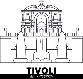 Italien, Tivoli, Este line Reisen skyline Villa D' gesetzt. Italien, Tivoli, este Umrisse Stadt vektor Villa D'Illustration, Symbol, Reisen, Sehenswürdigkeiten, Wahrzeichen. Stock Vektor