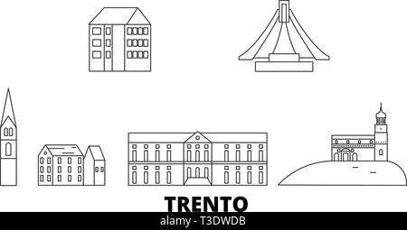 Italien, Trento line Reisen Skyline. Italien, Trient Überblick Stadt Vektor-illustration, Symbol, Reisen, Sehenswürdigkeiten, Wahrzeichen. Stock Vektor