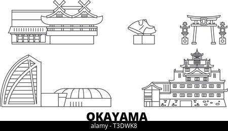 Japan, Okayama line Reisen Skyline. Japan, Okayama Umrisse Stadt Vektor-illustration, Symbol, Reisen, Sehenswürdigkeiten, Wahrzeichen. Stock Vektor