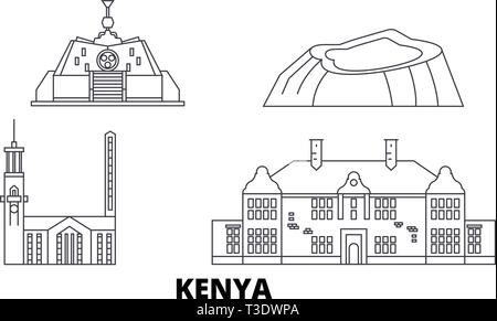 Kenia, Nairobi line Reisen Skyline. Kenia, Nairobi Umrisse Stadt Vektor-illustration, Symbol, Reisen, Sehenswürdigkeiten, Wahrzeichen. Stock Vektor