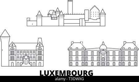 Luxemburg Linie reisen Skyline. Luxemburg übersicht Stadt Vektor-illustration, Symbol, Reisen, Sehenswürdigkeiten, Wahrzeichen. Stock Vektor