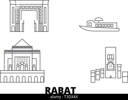 Marokko, Rabat line Reisen Skyline. Marokko, Rabat Überblick Stadt Vektor-illustration, Symbol, Reisen, Sehenswürdigkeiten, Wahrzeichen. Stock Vektor