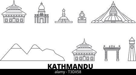 Nepal, Kathmandu line Reisen Skyline. Nepal, Kathmandu Umrisse Stadt Vektor-illustration, Symbol, Reisen, Sehenswürdigkeiten, Wahrzeichen. Stock Vektor