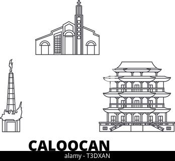 Philippinen, Caloocan line Reisen Skyline. Philippinen, umriss Caloocan City Vektor-illustration, Symbol, Reisen, Sehenswürdigkeiten, Wahrzeichen. Stock Vektor