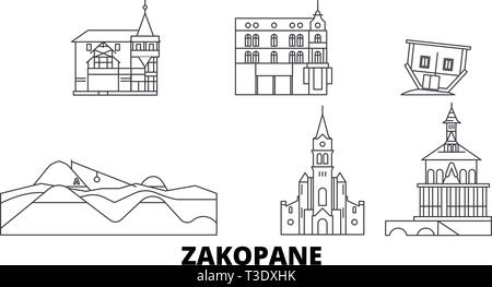 Polen, Zakopane line Reisen Skyline. Polen, Zakopane Umrisse Stadt Vektor-illustration, Symbol, Reisen, Sehenswürdigkeiten, Wahrzeichen. Stock Vektor
